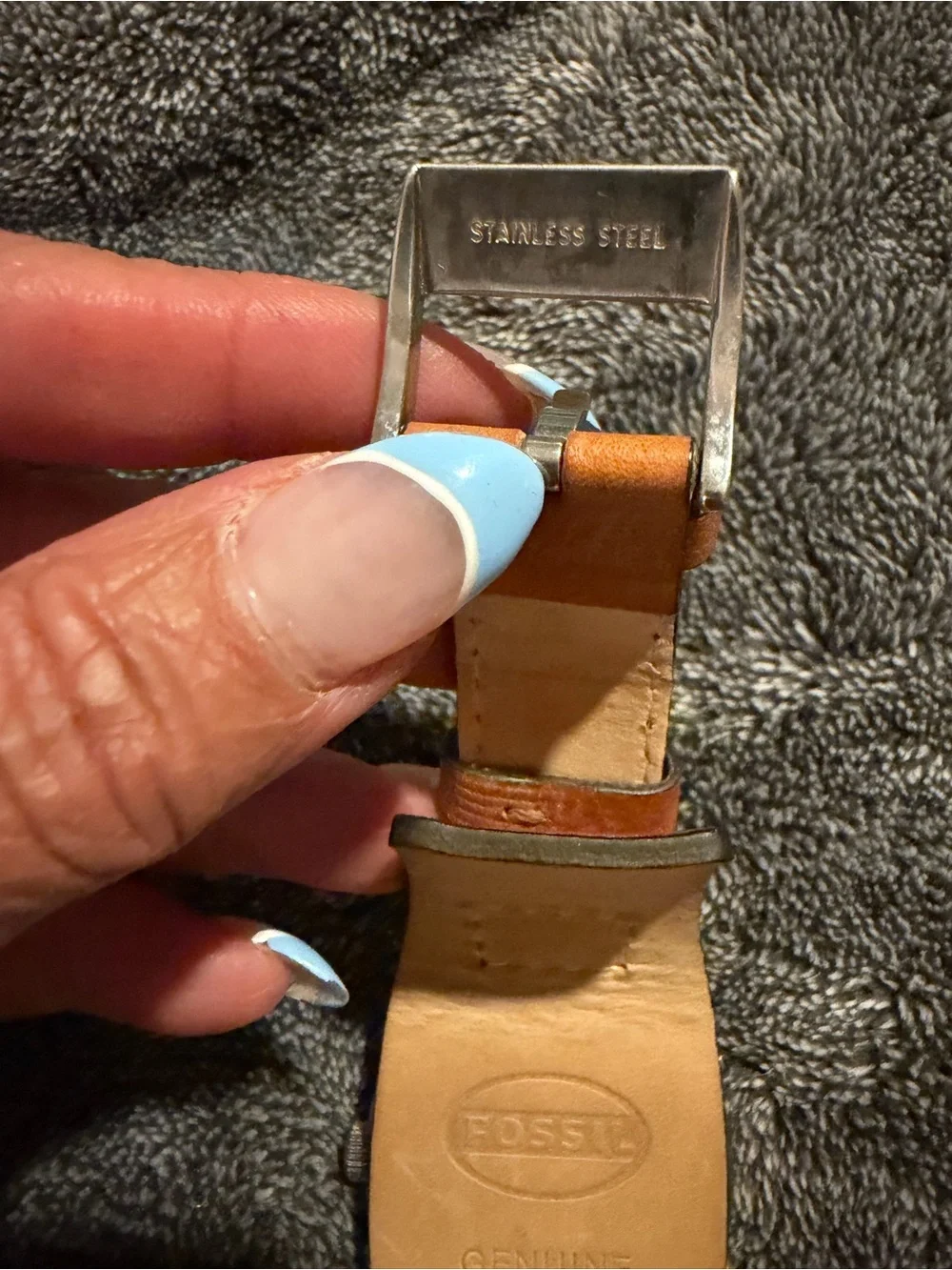 Fossil Men's Watch with Brown Leather Strap and Silver Case